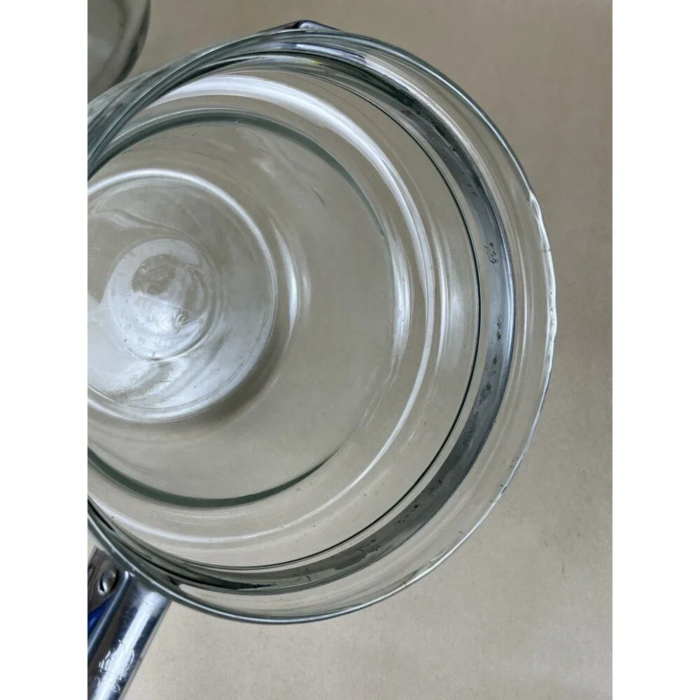 VTG FLAMEWARE PYREX GLASS DOUBLE BOILER 1.5 Qt #6283 Complete 3 Piece‎ Set